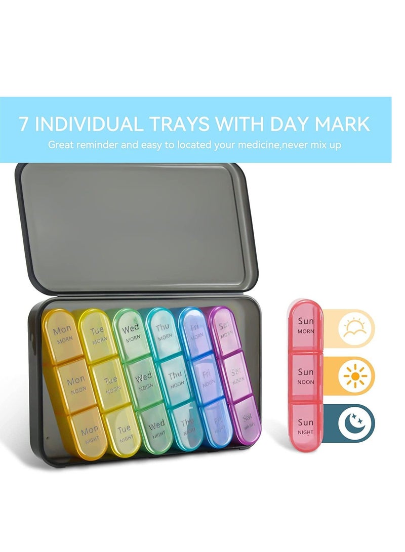 SYOSI Weekly Pill Organizer 3 Times A Day, 7 Day Pill Box Large Compartments Moisture-Proof Pill Case, Daily Portable Travel Morning Noon Evening Pill Container, for Fish Oils, Vitamins, Supplements - Image 5