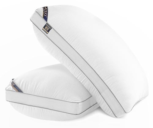 MZOIMZO Luxury Comfy Hotel Collection Bed Pillows for Sleeping- Firm Queen Size Set of 2, Gusseted Cooling Side Mesh Design with Premium Down Alternative Filling for Back, Stomach or Side Sleepers - Image 1