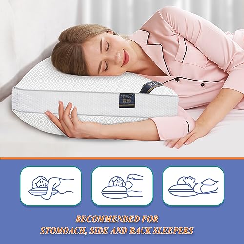 MZOIMZO Luxury Comfy Hotel Collection Bed Pillows for Sleeping- Firm Queen Size Set of 2, Gusseted Cooling Side Mesh Design with Premium Down Alternative Filling for Back, Stomach or Side Sleepers - Image 5