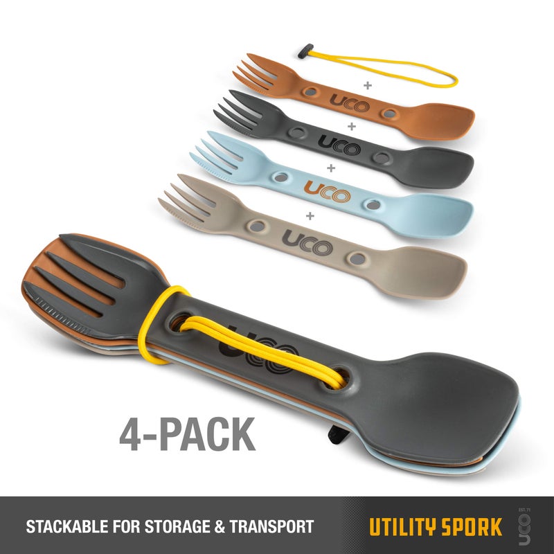 UCO Utility Spork 3-in-1 Combo Nylon Spoon-Fork-Knife Utensil, 4-Pack - Image 3