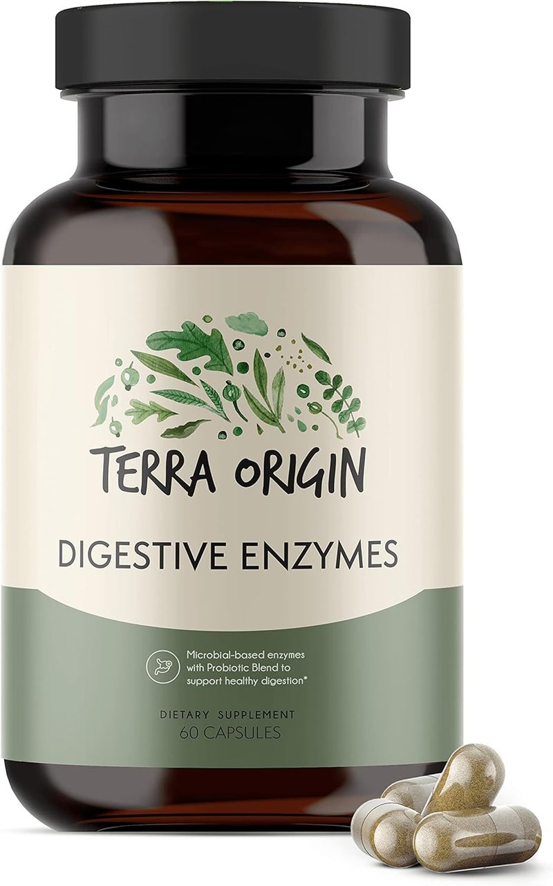 TERRA ORIGIN Digestive Enzymes with Probiotics  Prebiotics  60 Capsules  Supports Digestive Gut Health  Non GMO Gluten Free Vegan  for Women and Men - Image 1
