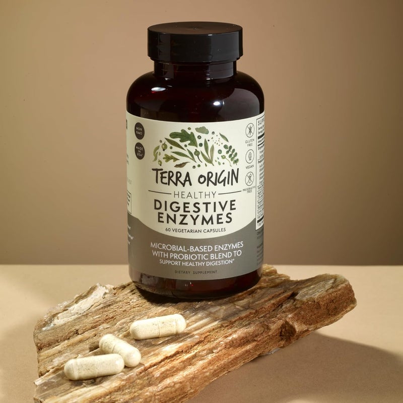 TERRA ORIGIN Digestive Enzymes with Probiotics  Prebiotics  60 Capsules  Supports Digestive Gut Health  Non GMO Gluten Free Vegan  for Women and Men - Image 2