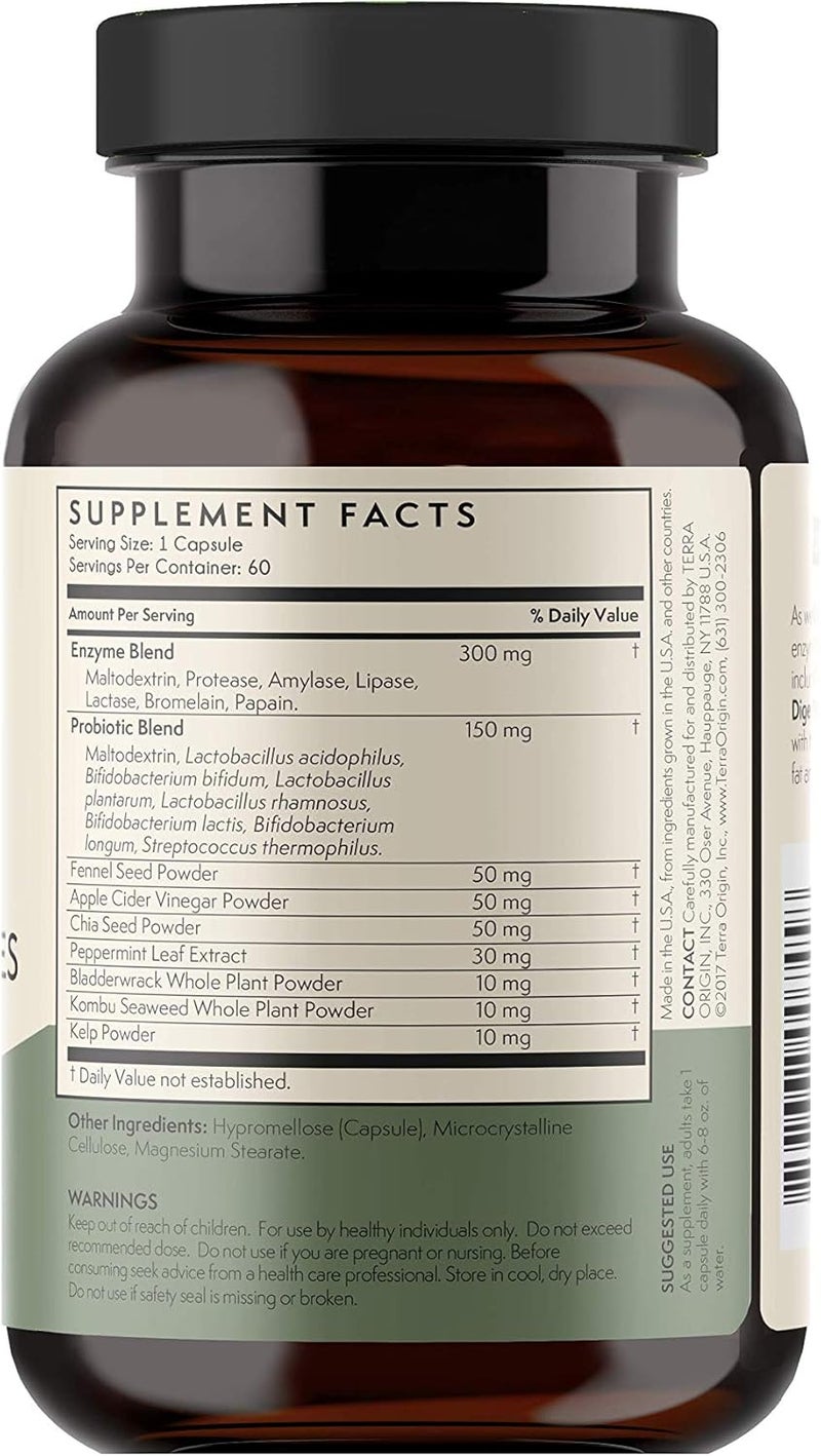 TERRA ORIGIN Digestive Enzymes with Probiotics  Prebiotics  60 Capsules  Supports Digestive Gut Health  Non GMO Gluten Free Vegan  for Women and Men - Image 4