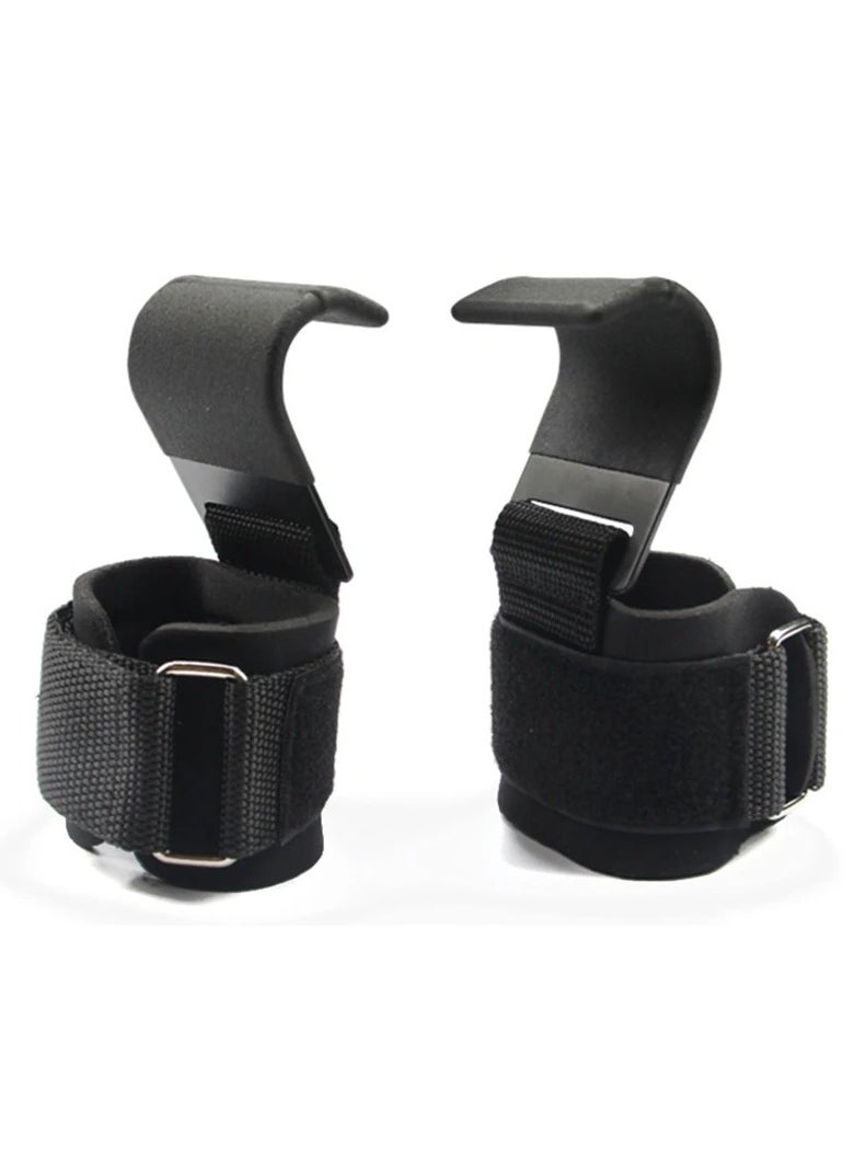AROAQ Weight Lifting Training Grips Straps, Weight Lifting Hooks Grips With Wrist Wraps, Gym Reapers Lifting Wrist Straps For Weightlifting, Bodybuilding, Strength Training and Deadlifts, (Black Hooks)  - Image 1