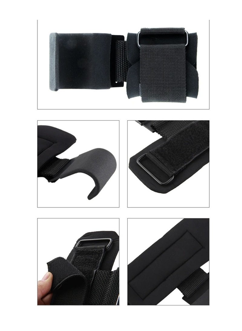 AROAQ Weight Lifting Training Grips Straps, Weight Lifting Hooks Grips With Wrist Wraps, Gym Reapers Lifting Wrist Straps For Weightlifting, Bodybuilding, Strength Training and Deadlifts, (Black Hooks)  - Image 5