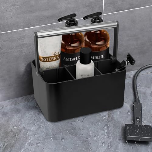 BYUNER Black Shower Caddy Portable: Plastic Bathroom Caddy Countertop,Cleaning Caddy Organizer with Handle,Utility Hard Shower Basket Storage Tote for Toiletry,College Dorm Room Essential for Guys/Men - Image 5