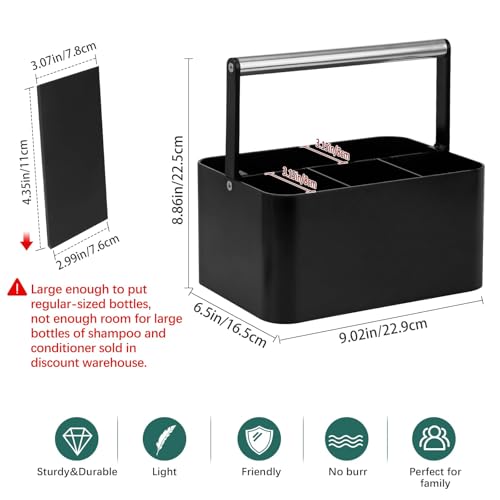 BYUNER Black Shower Caddy Portable: Plastic Bathroom Caddy Countertop,Cleaning Caddy Organizer with Handle,Utility Hard Shower Basket Storage Tote for Toiletry,College Dorm Room Essential for Guys/Men - Image 2