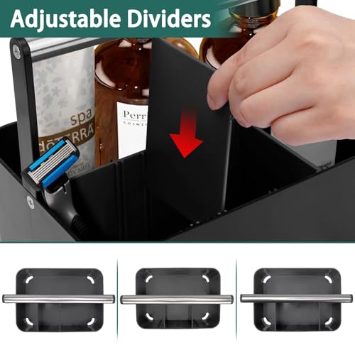 BYUNER Black Shower Caddy Portable: Plastic Bathroom Caddy Countertop,Cleaning Caddy Organizer with Handle,Utility Hard Shower Basket Storage Tote for Toiletry,College Dorm Room Essential for Guys/Men - Image 4