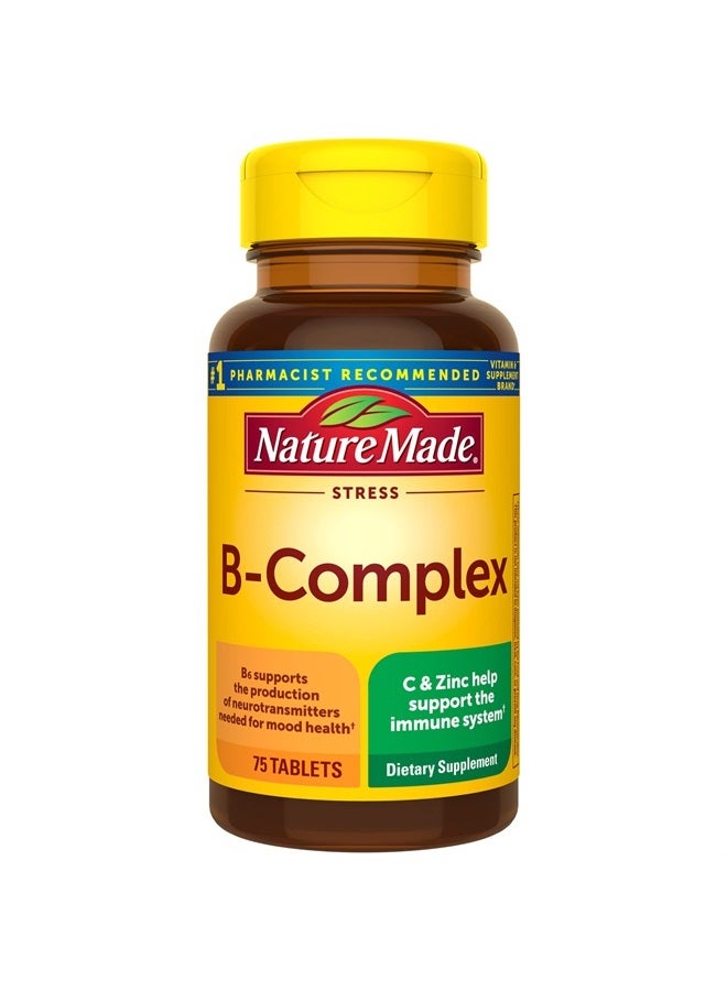 Nature Made Stress B Complex with Vitamin C and Zinc, Dietary Supplement for Immune Support, 75 Tablets, 75 Day Supply - Image 1