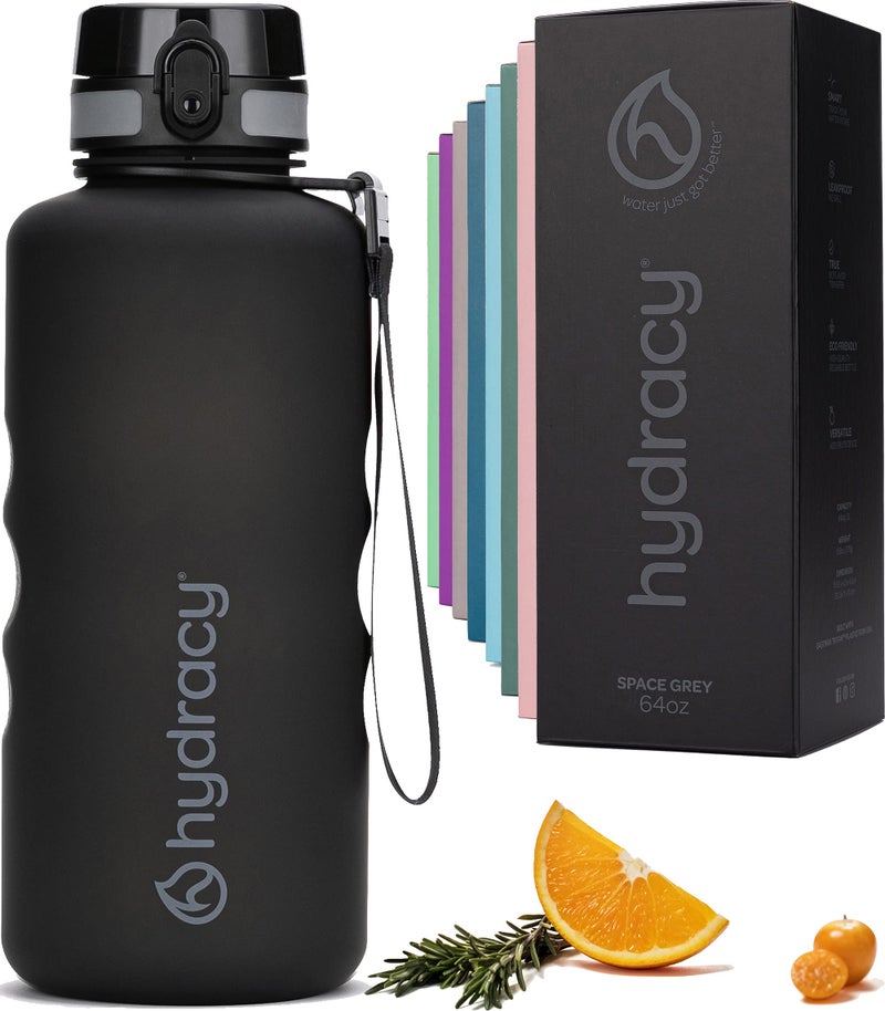 Hydracy 64 oz Motivational Water Bottle with Time Marker  2 Liter Water Jug  Reusable Gym Water Bottle With Strap  Leak Proof Chug Lid  Bike Bottle with Fruit Infusion Strainer  Ideal Gift - Image 1