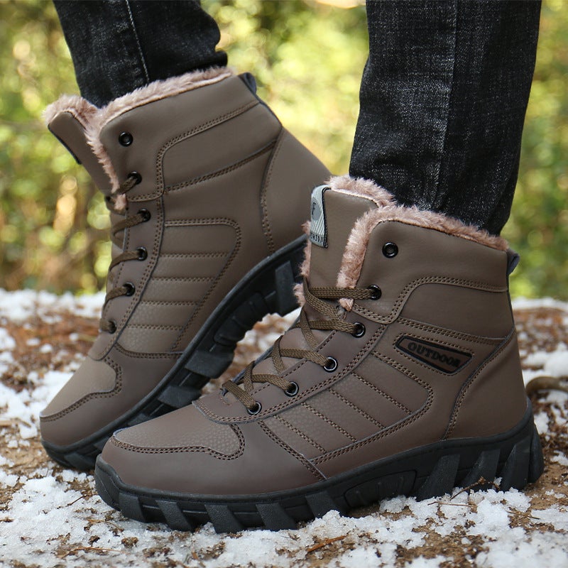 Large Size Couple Cotton Shoes Casual High-Top Outdoor Sports Shoes Winter Velvet Warm Men'S And Women'S Snow Boots - Image 4