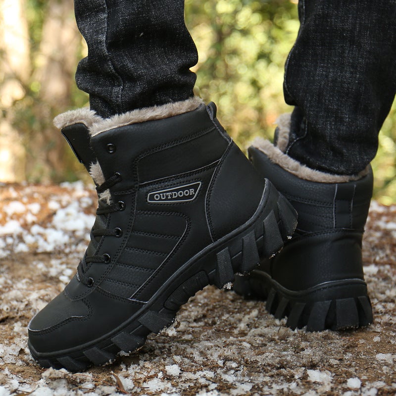 Large Size Couple Cotton Shoes Casual High-Top Outdoor Sports Shoes Winter Velvet Warm Men'S And Women'S Snow Boots - Image 5