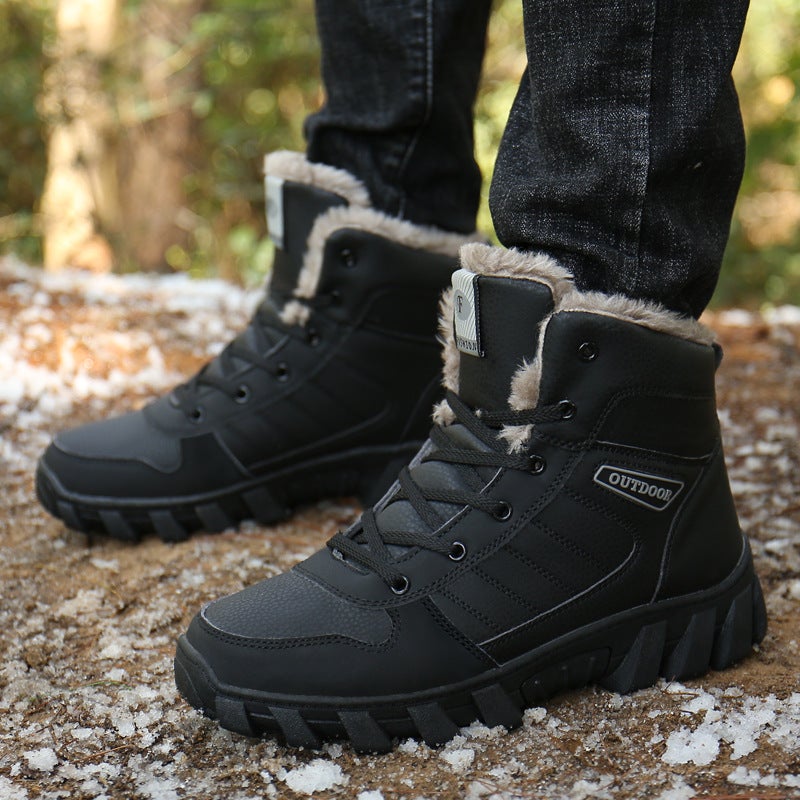 Large Size Couple Cotton Shoes Casual High-Top Outdoor Sports Shoes Winter Velvet Warm Men'S And Women'S Snow Boots - Image 2