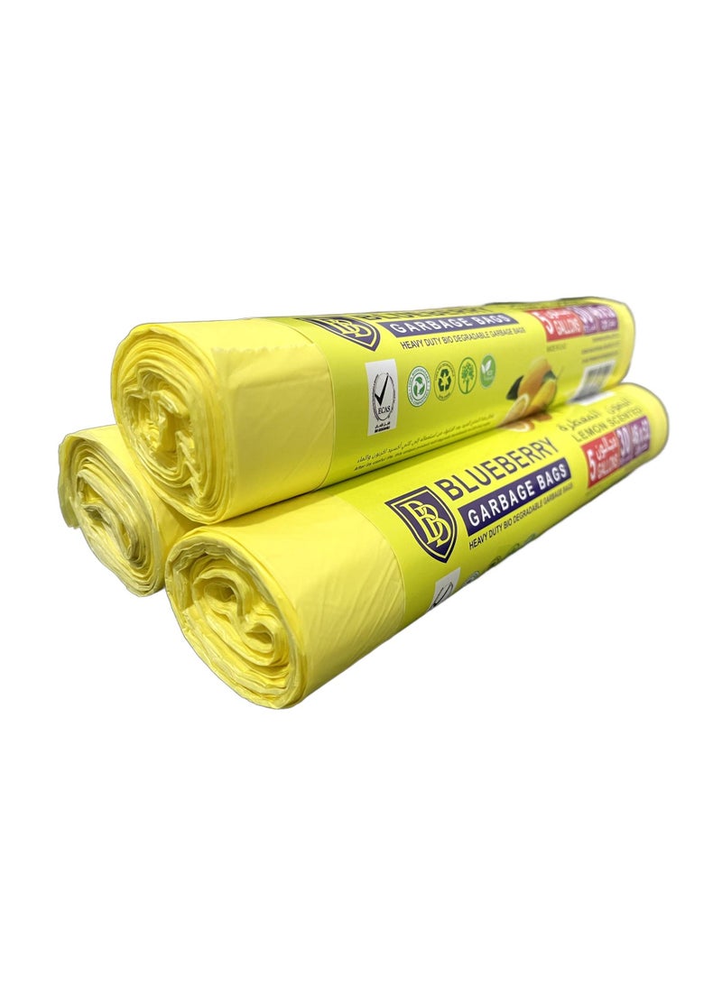 بلوبيري 3 لفة من كيس القمامة (حجم 46x52cm ، 5 جالون ، 30pcs لكل لفة) للمنزل والمكتب والحمام - Image 3