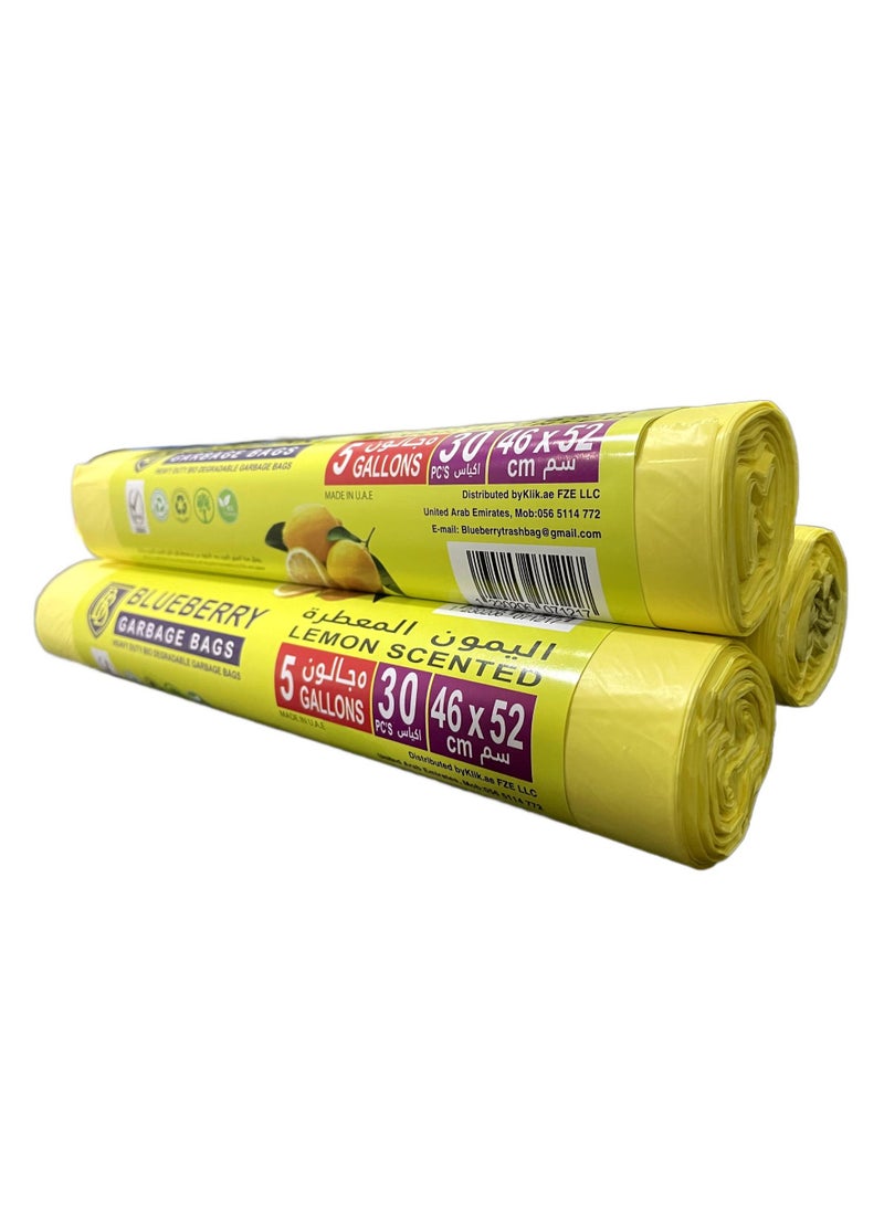 بلوبيري 3 لفة من كيس القمامة (حجم 46x52cm ، 5 جالون ، 30pcs لكل لفة) للمنزل والمكتب والحمام - Image 4