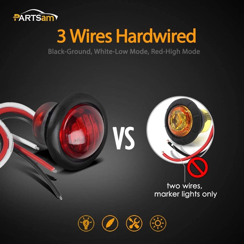 Partsam 10 LED Red 3/4" Clearance Marker Lights - Image 2