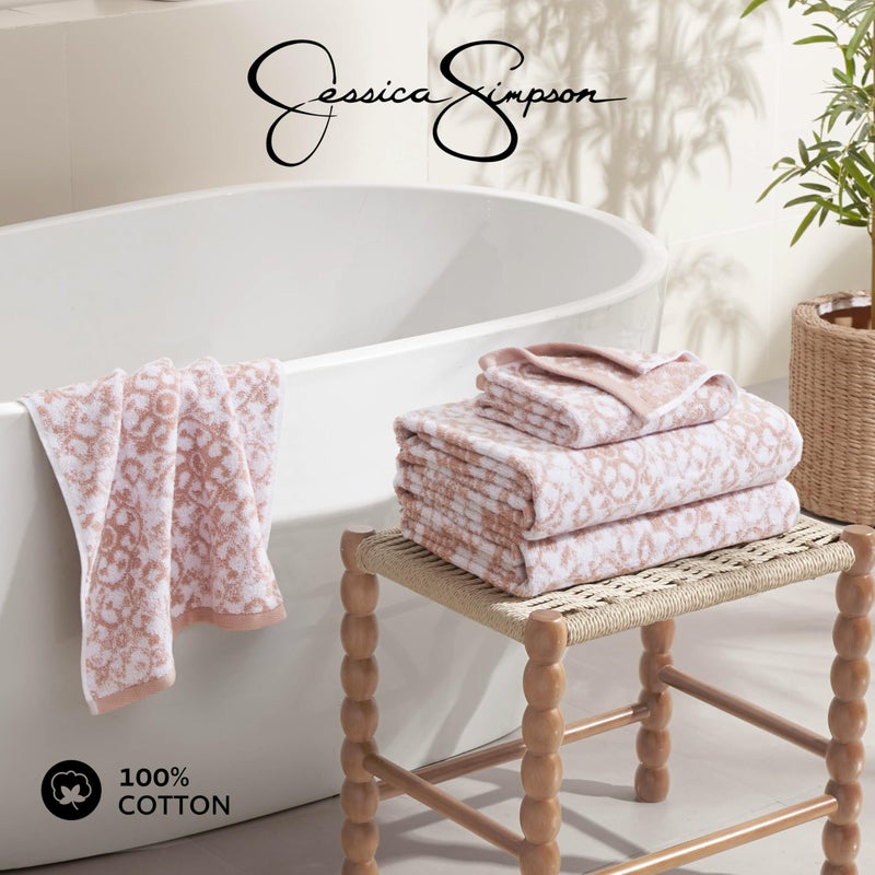 Jessica Simpson - Bath Towel 4 Piece Set, Aziza, Premium Bathroom Decor, Includes 2 Hand Towels and 2 Shower Towels, 100% Cotton & Machine Washable, Rose Smoke - Image 4