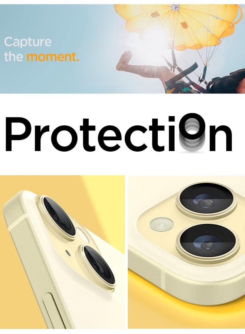Spigen Glastr Ez Fit Optik PRO for iPhone 15 Plus, iPhone 15, iPhone 14 Plus and iPhone 14 Camera Lens Screen Protector - Yellow [2 Pack] - Image 4