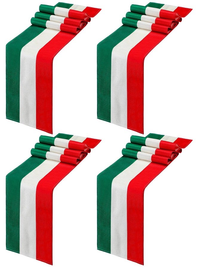 Kingdder 2 Pcs Italy Table Runner Italian Themed Party Decoration 13" x 72" Linen Red Green and White Striped Table Runner for Home Kitchen Dining Room Dinner Home Decor - Image 1