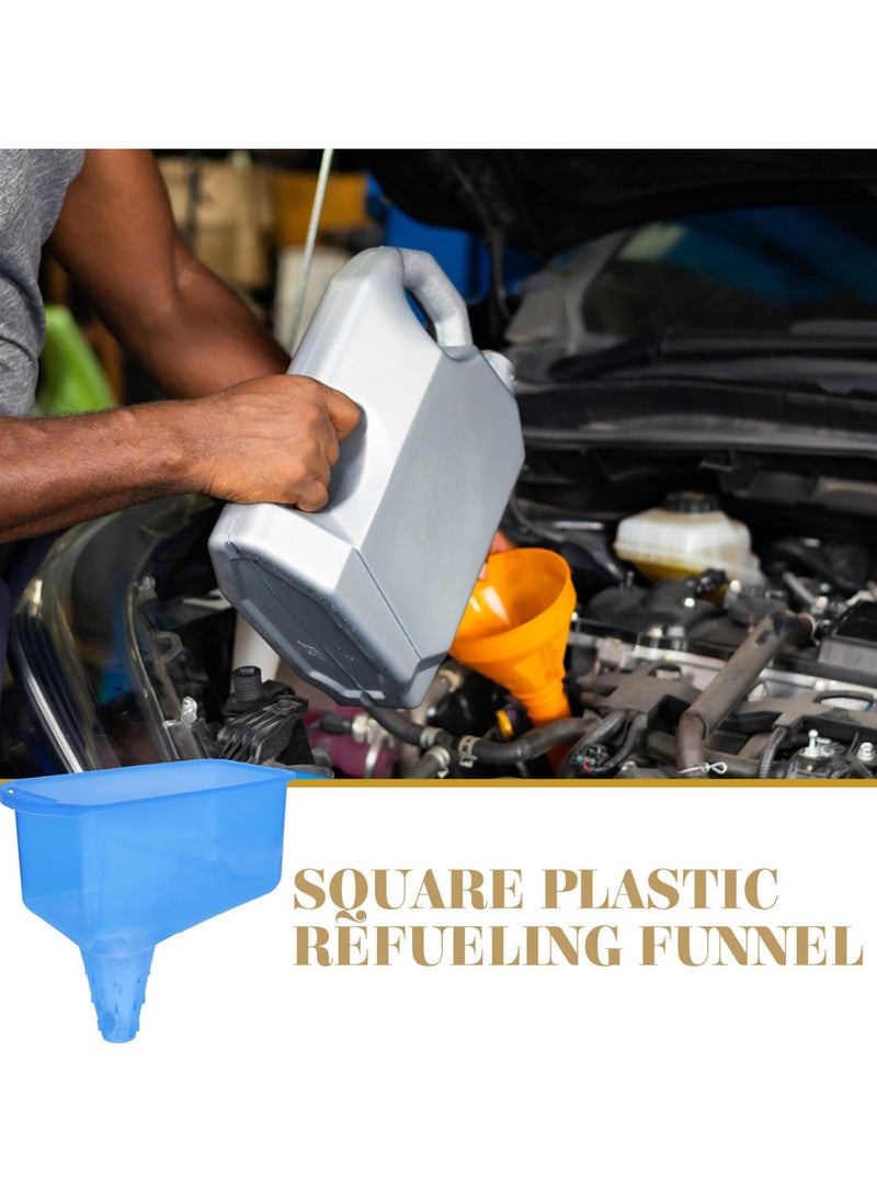 SYOSI Car Refueling Funnel, Car Accessory Spill Saver, Oil Funnel Spill Saver Radiator Funnel Anti-Splash Square Shape Petrol Funnel Automotive Motorcycle Refueling Tool for Most Gas Tanks Blue Fuel Funnel - Image 3
