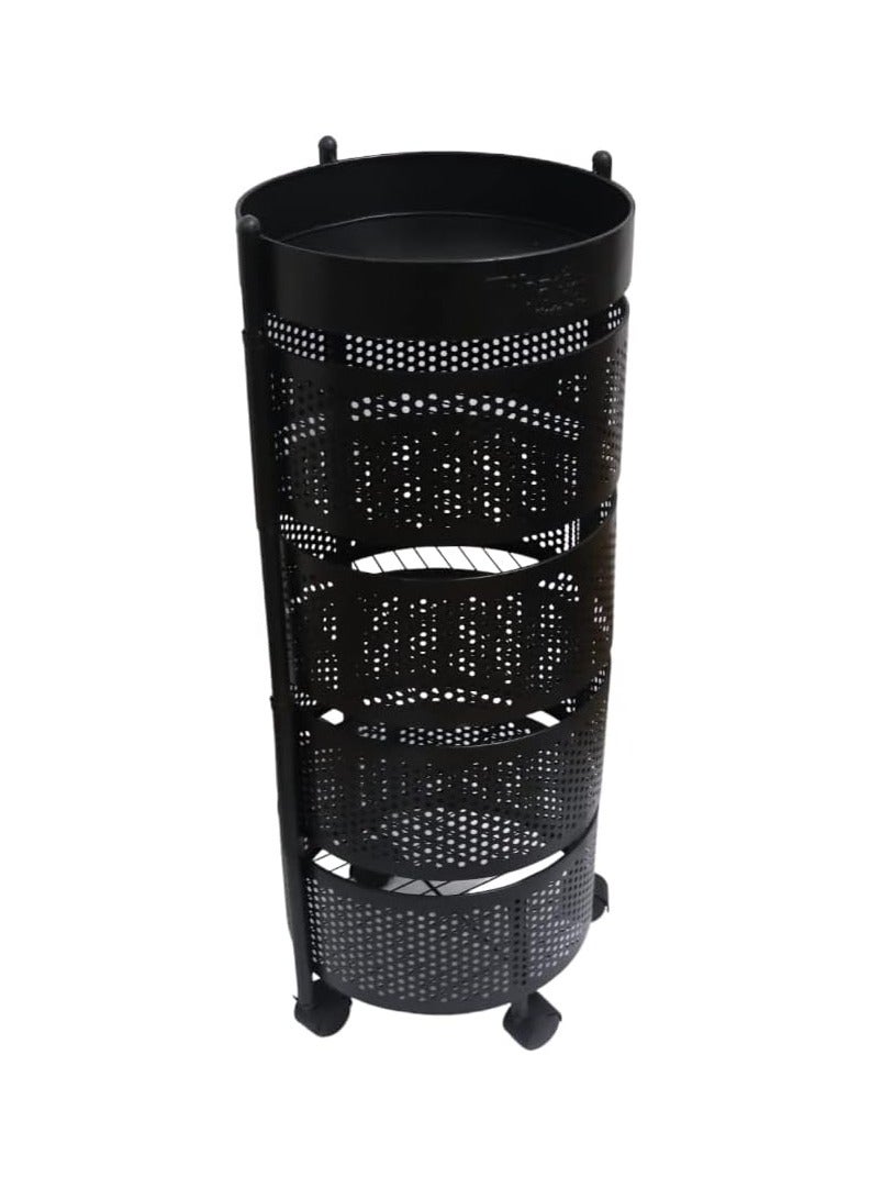 "Heavy-Duty Metal Trolley with Wheels – 4-Unit Circular Turbo Design for Easy Mobility – Sturdy Rolling Cart for Home, Office, and Industrial Use" - Image 1