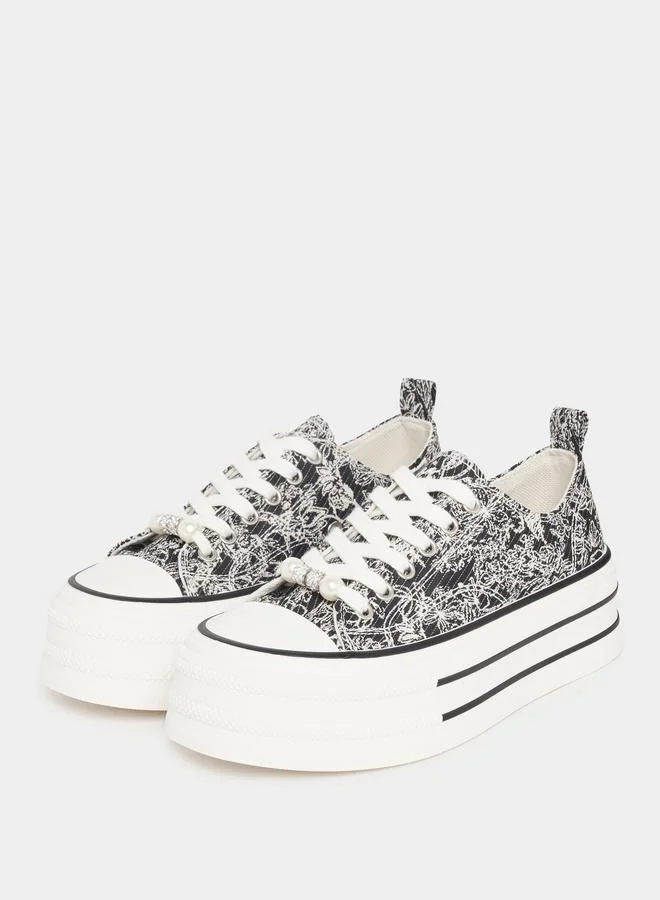 Styli Canvas Printed Casual Shoes