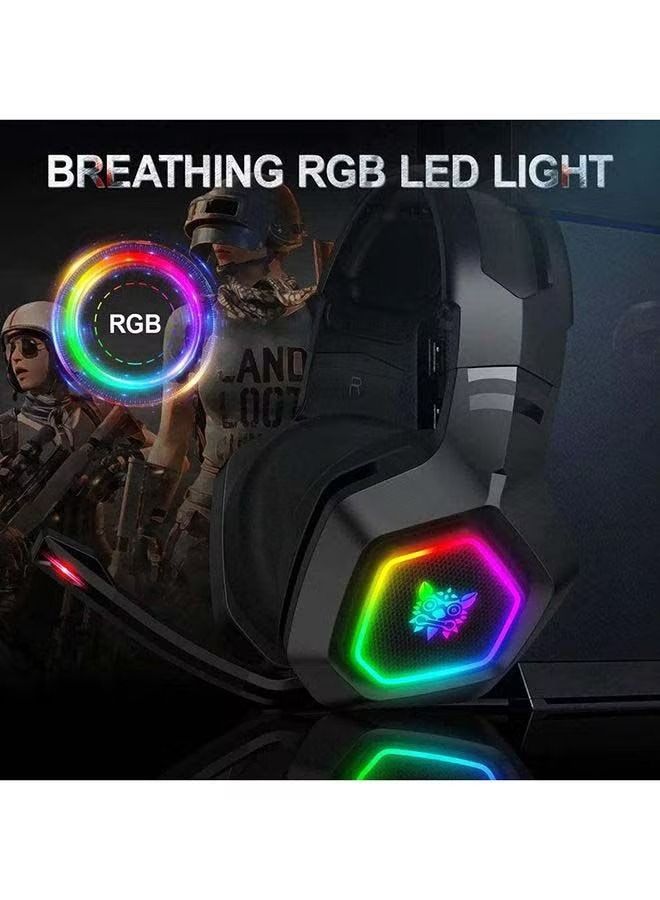 Onikuma K10 Gaming Headset with Surround Sound Pro Noise Canceling Gaming Headphones with Mic & RGB LED Light - Image 2