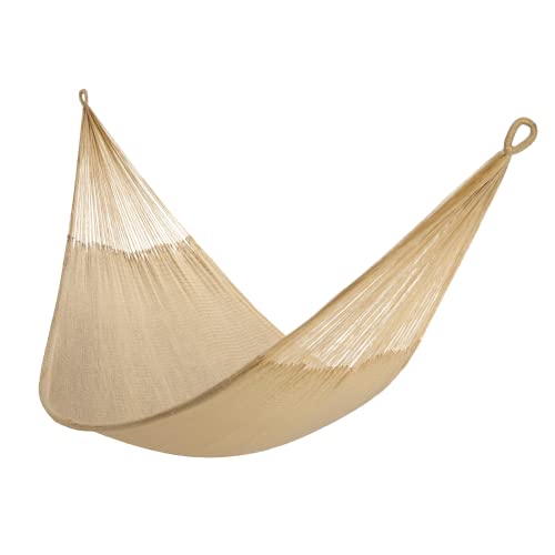 Yellow Leaf Hammocks Handwoven Hammock by Yellow Leaf Hammocks - Double Size, Fits 1-2 PPL, 400lb max - Weathersafe, Super Strong, Easy to Hang, Ultra Soft, Artisan Made - Color: Natural Khaki - Image 1