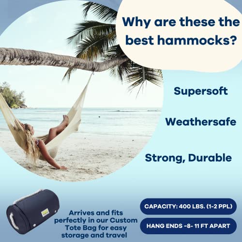 Yellow Leaf Hammocks Handwoven Hammock by Yellow Leaf Hammocks - Double Size, Fits 1-2 PPL, 400lb max - Weathersafe, Super Strong, Easy to Hang, Ultra Soft, Artisan Made - Color: Natural Khaki - Image 3