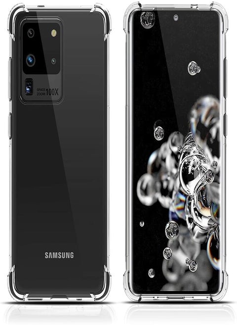 (Samsung Galaxy S20 Ultra) Transparent Silicone Soft TPU Bumper Case Reinforced Corner Full Camera Protection