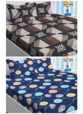 VAS COLLECTIONS VAS COLLECTIONS Prime Collection Combo Pack of 2 Double Bedsheet with 4 Pillow Covers 180 TC Soft Brushed CottonBlend Long Lasting Wrinkle Free for 75X7 Ft Set of 6 Peice Maroons Brown 