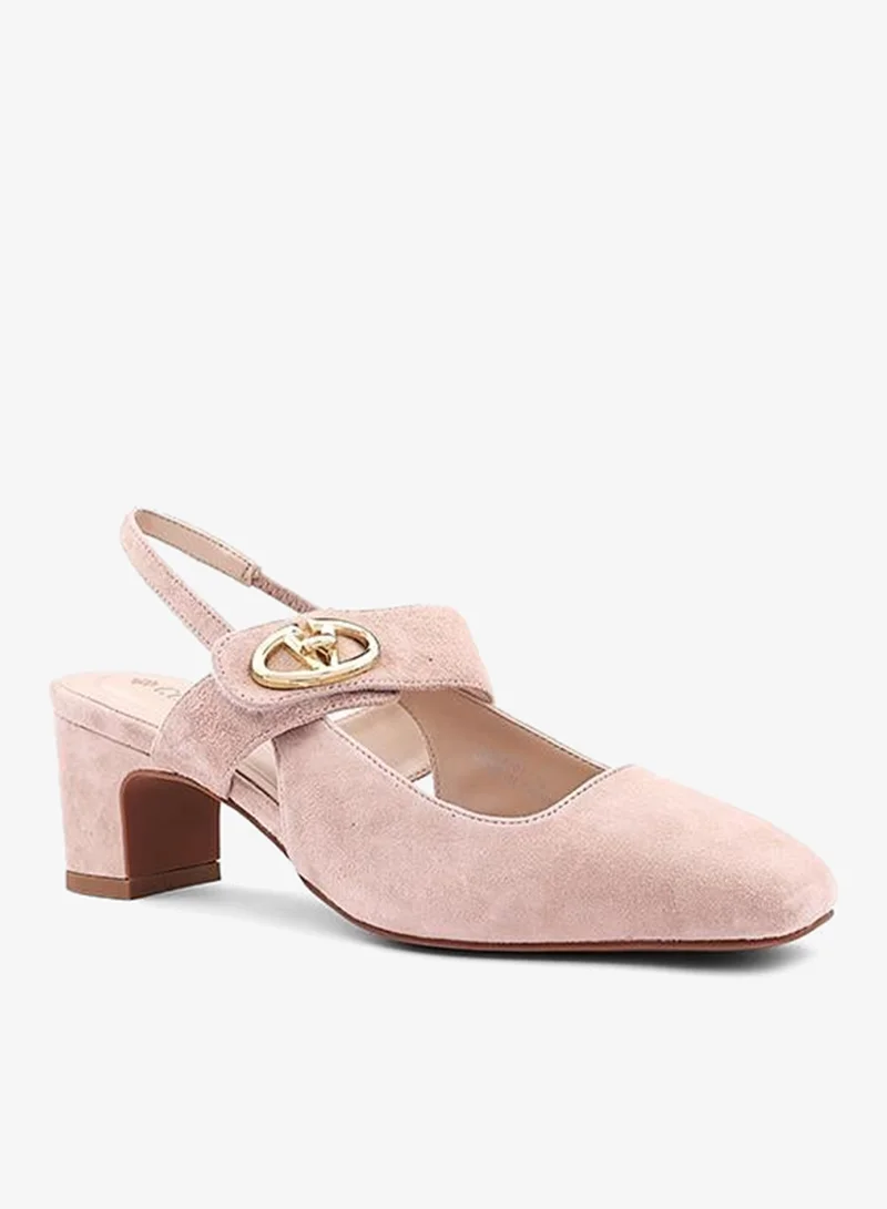 كابلي أحذية نسائية بكعب عريض بحزام خلفي