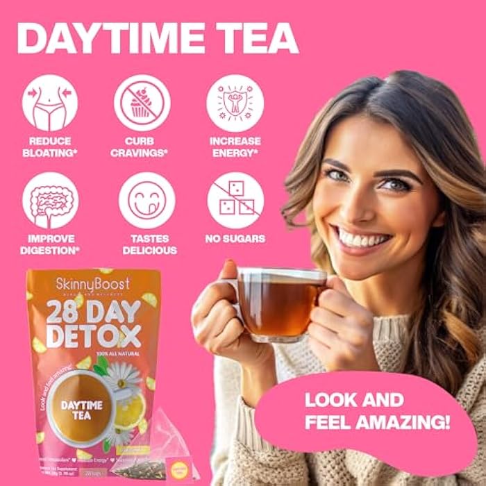 SkinnyBoost 28 Day Detox Daytime Tea - CITRUS MINT (28 Tea Bags) Supports Metabolism Boost, Detox, All Natural, Non GMO, Vegan, Keto Friendly - Image 5