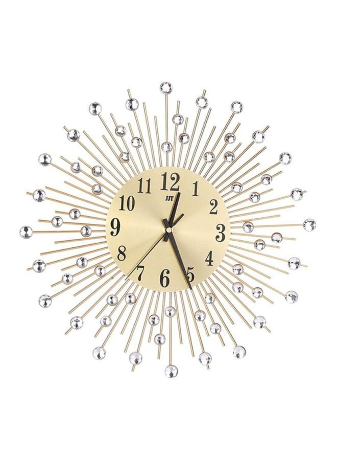 OUTAD Personalized Sunburst Diamante Mute Wall Clock Gold 38x6x38cm - Image 2