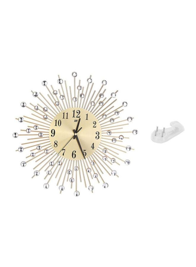 OUTAD Personalized Sunburst Diamante Mute Wall Clock Gold 38x6x38cm - Image 1