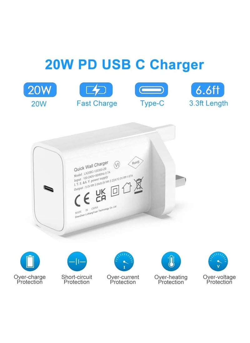 ELTRAZONE - 20W Type C Fast Charger Adapter for iphone 14 pro/ 14 pro max/14/13/12/11, USB C Fast Charging Plug with Cable 1M - Image 1