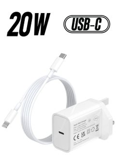 20W Type C Fast Charger Adapter for iphone 14 pro/ 14 pro max/14/13/12/11, USB C Fast Charging Plug with Cable 1M