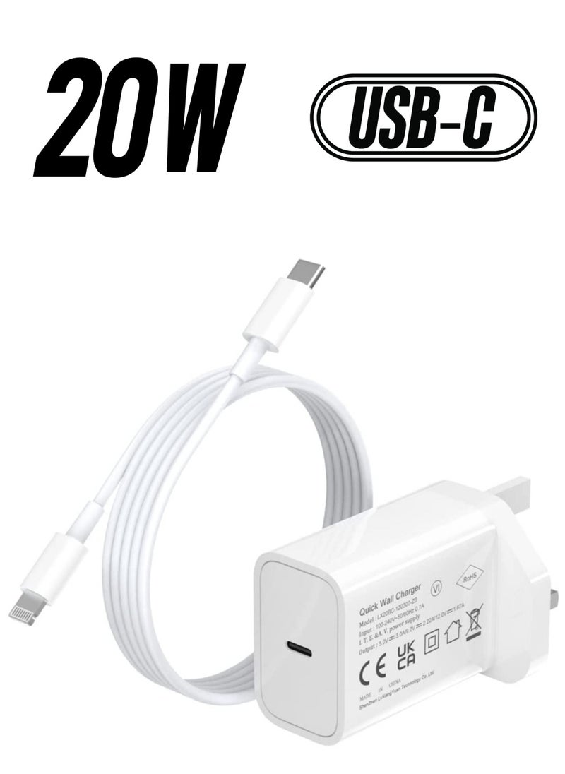 ELTRAZONE - 20W Type C Fast Charger Adapter for iphone 14 pro/ 14 pro max/14/13/12/11, USB C Fast Charging Plug with Cable 1M - Image 1