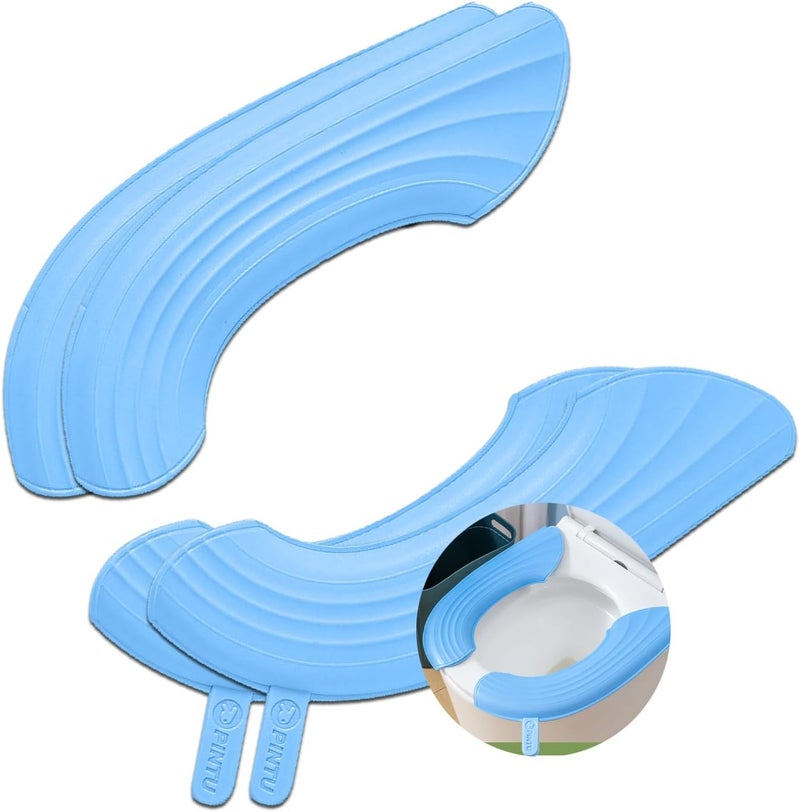 YANMENG Toilet Seat Warmer, Elongated Toilet Seat Cover, Padded Toilet Seat Cushion, U-shaped Washable or Portable Toilet Lid Tank Cover. (Blue 2 Sets) - Image 1