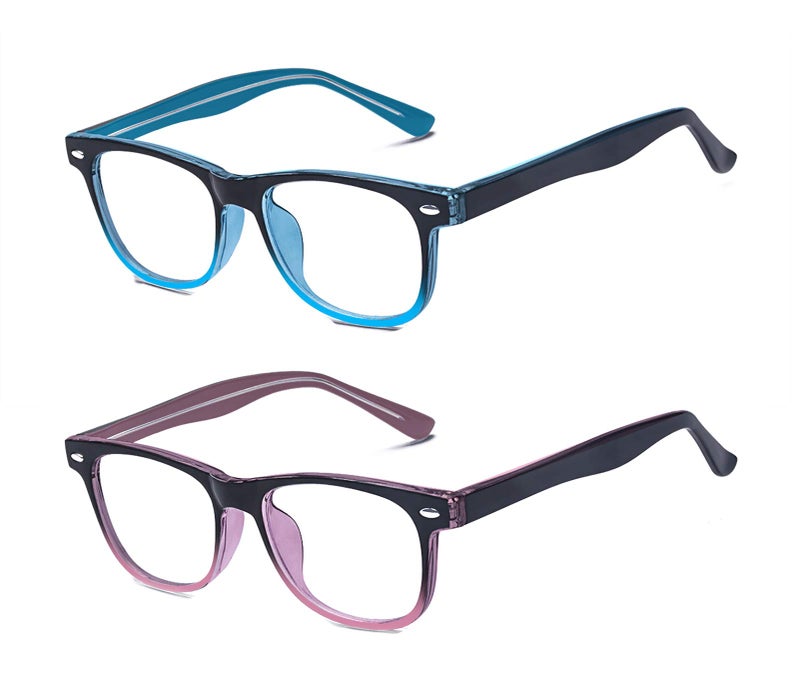 Outray 2 Pack Kids Computer Blue Light Blocking Glasses for Boys and Gilrs Age 312 Anti Eyestrain Set Gradient BlueGradient Purple 46