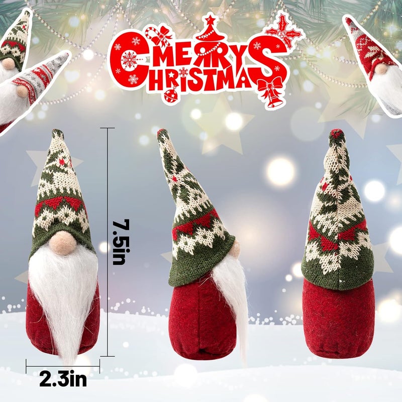 Apipi 3 Pcs Christmas Gnome Decorations - Mini Handmade Swedish Tomte Ornaments, Scandinavian Gnome Decor for Xmas Winter Home Table Decor Gifts - Image 3