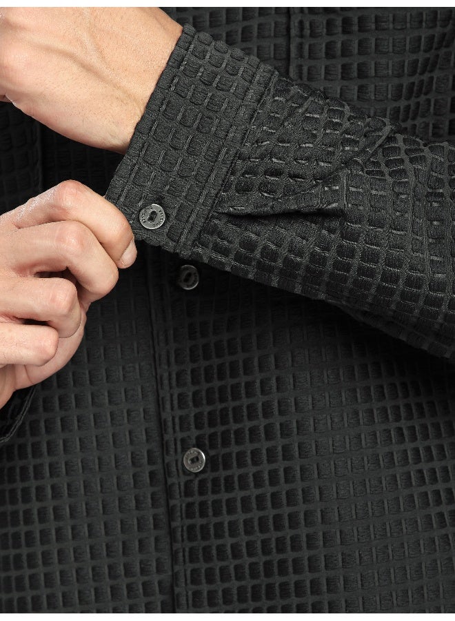 Beyoung Dark Grey Bubble Textured Shacket - Image 4