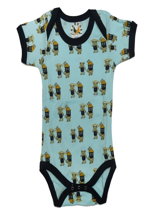 Kaboos Sky Colour 100% Cotton Bodysuit for Baby Boy (0-3 Months) - Image 1