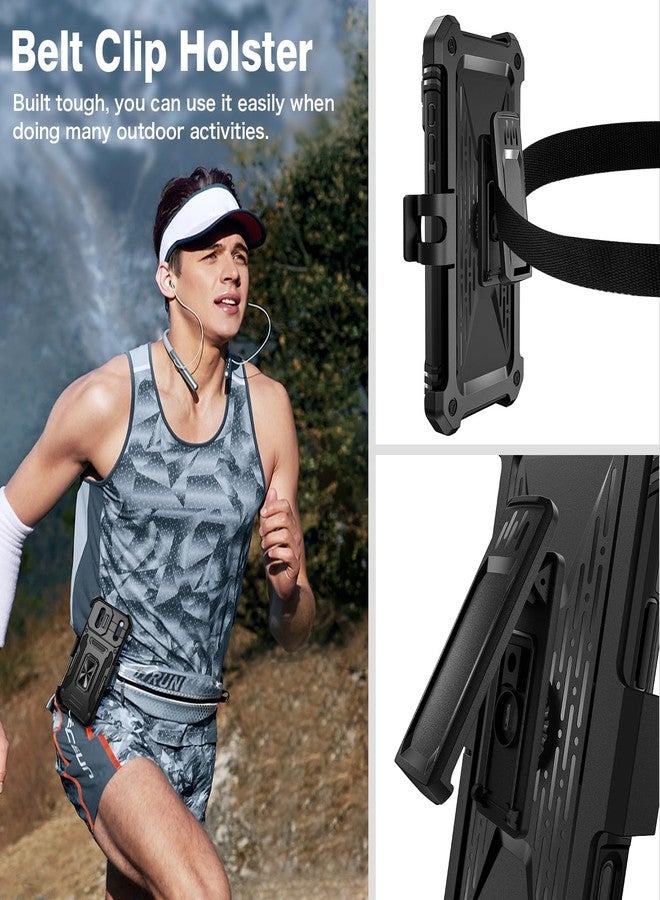 Vego for iPhone-17-Pro-Max Case, with Belt Clip Holster & Slide Camera Cover & 360°Rotatable Ring Kickstand Military Grade Heavy Duty Protection Shockproof Case for iPhone 17 ProMax 2025 - Black - Image 3