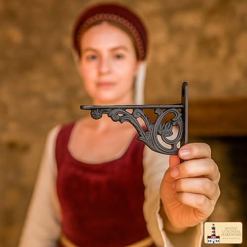 SaKeGa Mystic Colonial Cast Iron Shelf Brackets Set of 2 105 cm x 155 cm 4 in x 6 in Victorian HeavyDuty Decorative for Farmhouse Gothic Decor - Image 3