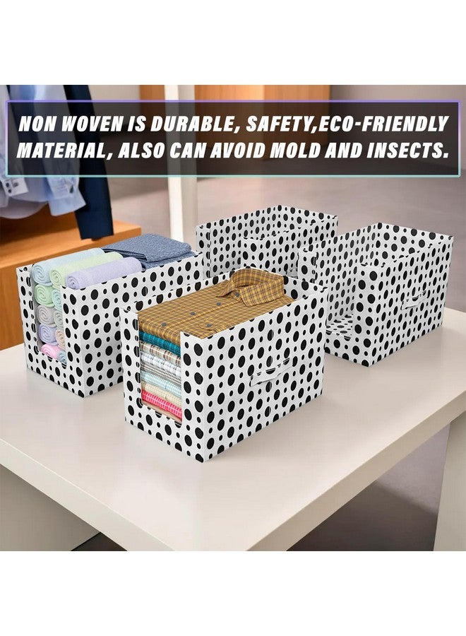 Kuber Industries Polka Dots Shirt Organizer for Wardrobe|Foldable Non Woven Shirt Stacker|Designer Cupboard Organizer for Clothes |Clothes Storage box|Pack of 3 (Black & White) - Image 4