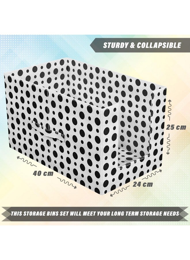 Kuber Industries Polka Dots Shirt Organizer for Wardrobe|Foldable Non Woven Shirt Stacker|Designer Cupboard Organizer for Clothes |Clothes Storage box|Pack of 3 (Black & White) - Image 3