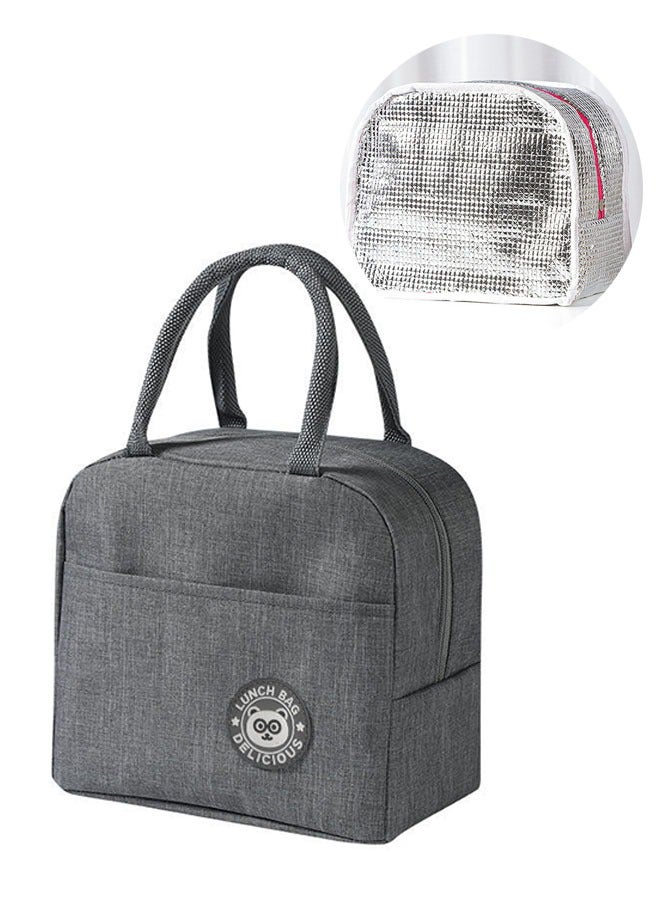 Insulated Lunch Bag Grey, Lunch Tote Bag, Water Resistant Insulated Cooler Bag, Food Handbags Case, High Capacity  - Image 1