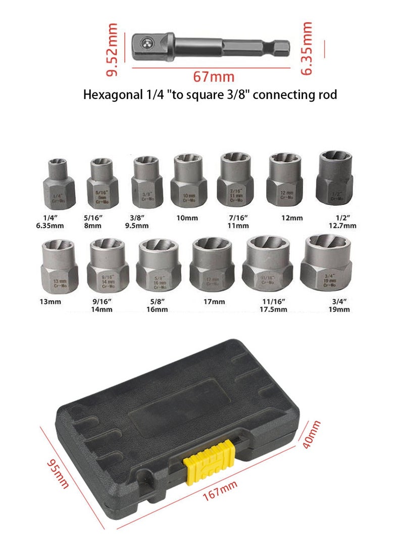 LOOPITYS Impact Bolt & Nut Remover Set, 13+1 Pieces Bolt Extractor Tool Set with Solid Storage Case - Image 4