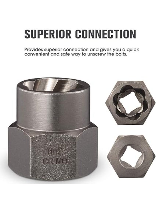 LOOPITYS Impact Bolt & Nut Remover Set, 13+1 Pieces Bolt Extractor Tool Set with Solid Storage Case - Image 3